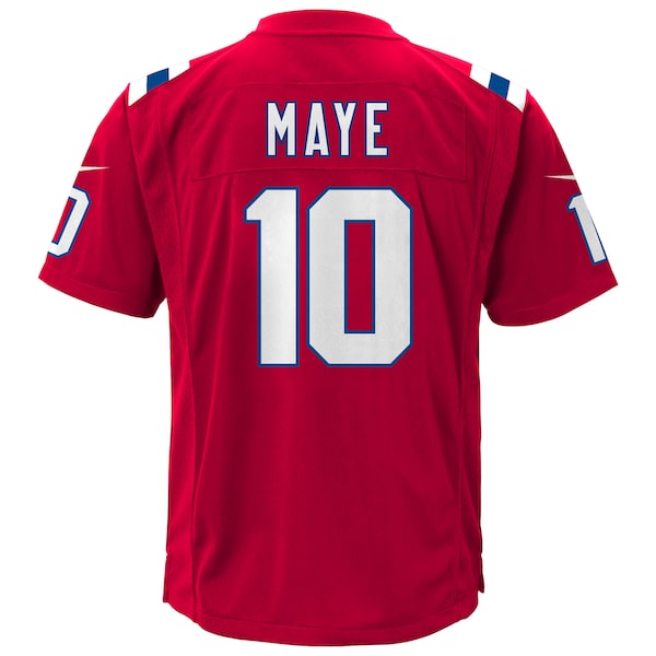 Drake Maye New England Patriots Nike Youth Alternate Game Jersey - Red/White