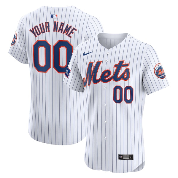 New York Mets Nike Home Elite Custom Patch Jersey - White
