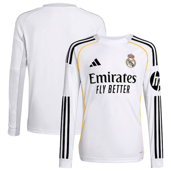 Los Merengues adidas Youth 2025/26 Home Replica Long Sleeve Jersey - White