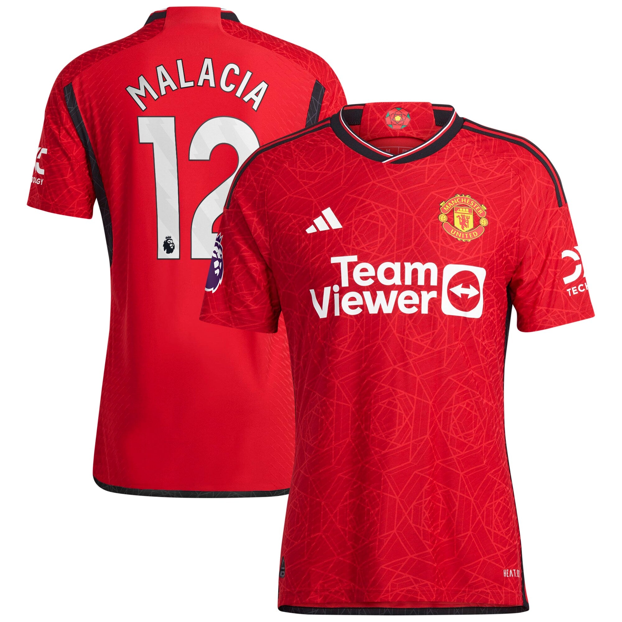 Tyrell Malacia Manchester United adidas 2023/24 Away Authentic Player Jersey - Green/Red