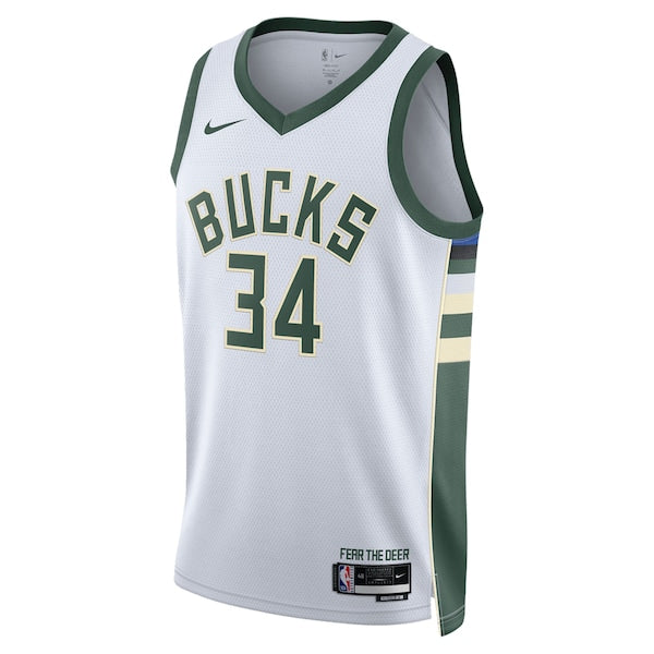 Giannis Antetokounmpo Milwaukee Bucks Nike Unisex Swingman Jersey - Association Edition - White/Hunter Green