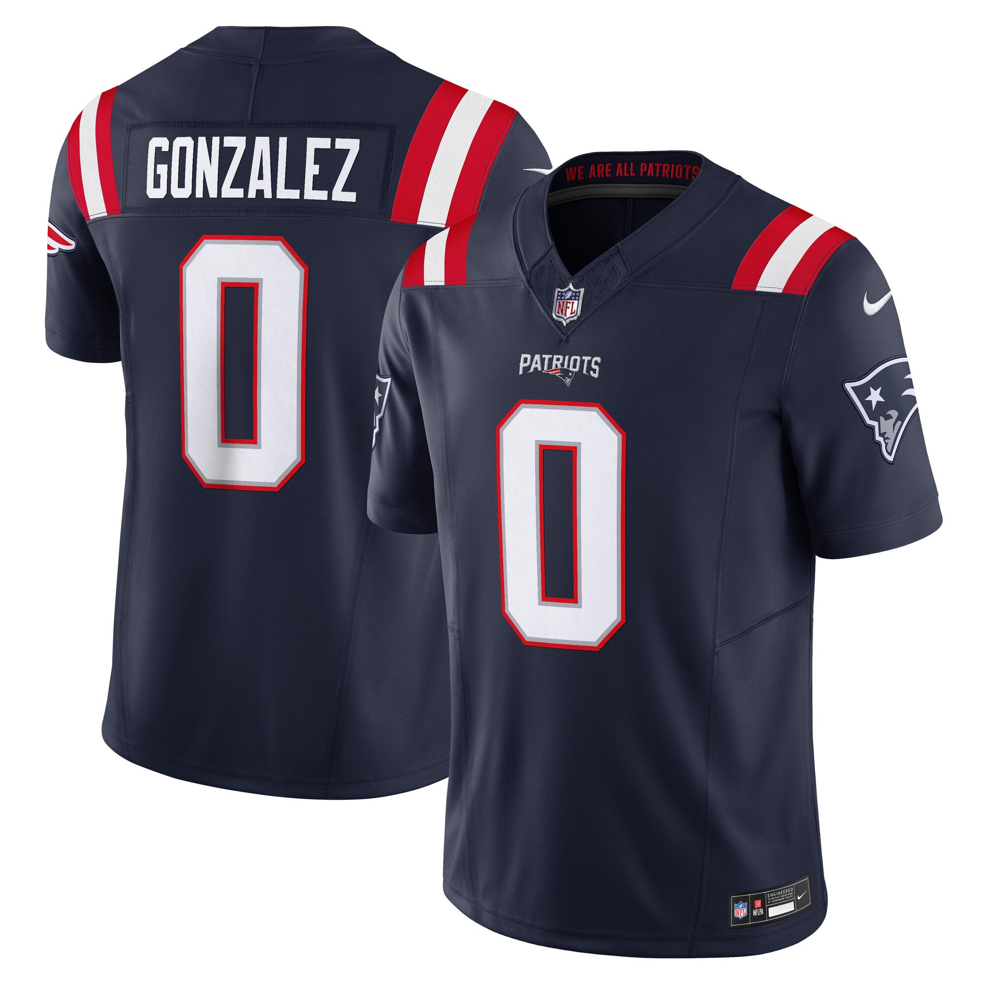 Christian Gonzalez New England Patriots Nike Alternate Vapor F.U.S.E. Limited Jersey - Red/Navy