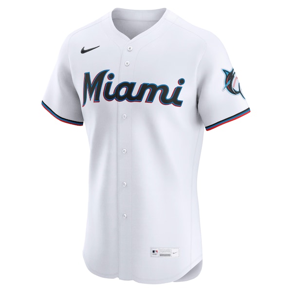 Miami Marlins Nike Home Elite Custom Jersey - White
