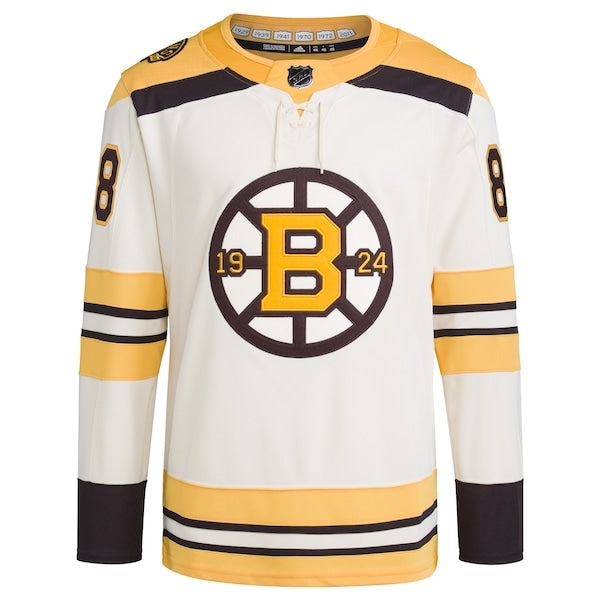 David Pastrnak Boston Bruins adidas  Primegreen Authentic Pro Player Jersey - Cream