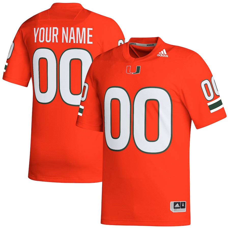 Miami Hurricanes adidas Custom White Premier Football Jersey - Orange