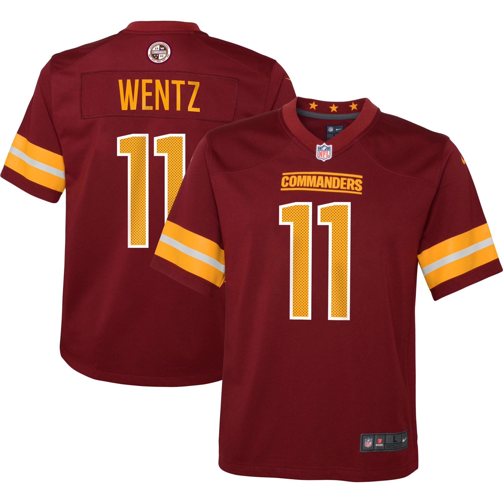 Carson Wentz Washington Commanders Nike Youth Alternate Game Jersey - Black/Burgundy/White