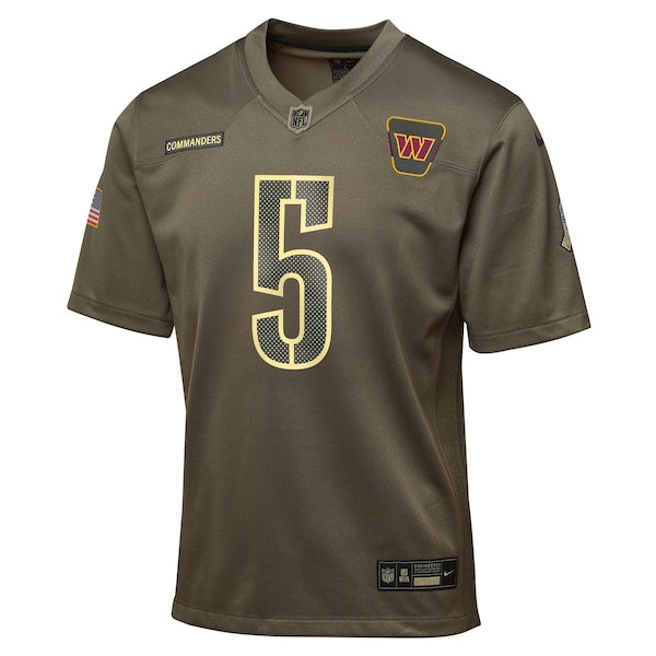 Jayden Daniels Washington Commanders Nike Youth 2025 Salute to Service Game Jersey - Olive