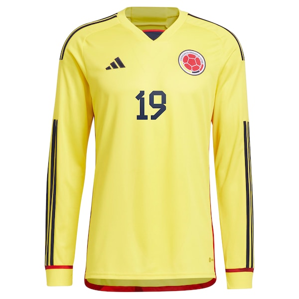 Rafael Borré Colombia National Team adidas 2022/23 Home Replica Long Sleeve Player Jersey - Yellow