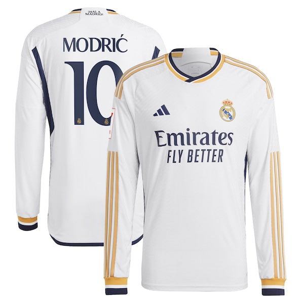Luka Modric Los Merengues adidas Home 2023/24 Authentic Long Sleeve Jersey - White