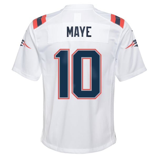 Drake Maye New England Patriots Nike Youth White Game Jersey - White/Red