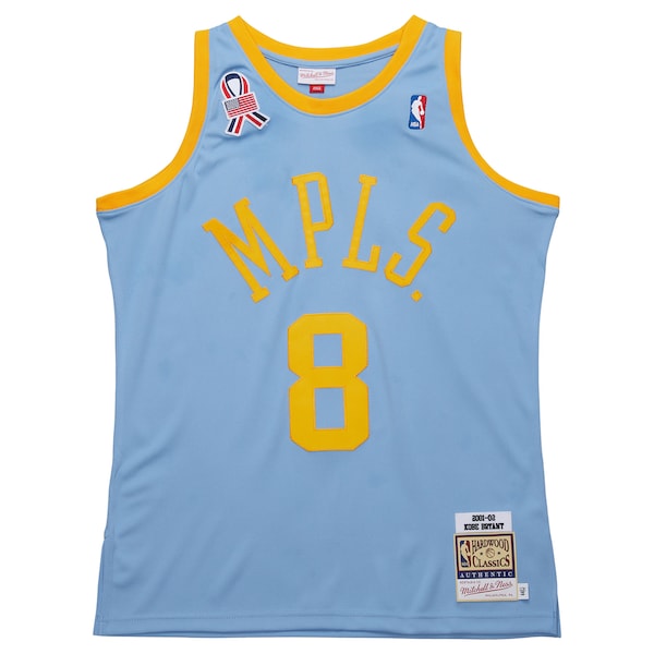 Men's Los Angeles Lakers Kobe Bryant Powder Blue 2001/02 Hardwood Classics Authentic Player Jersey