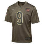 Joe Burrow Cincinnati Bengals Nike Youth 2025 Salute to Service Game Jersey - Olive