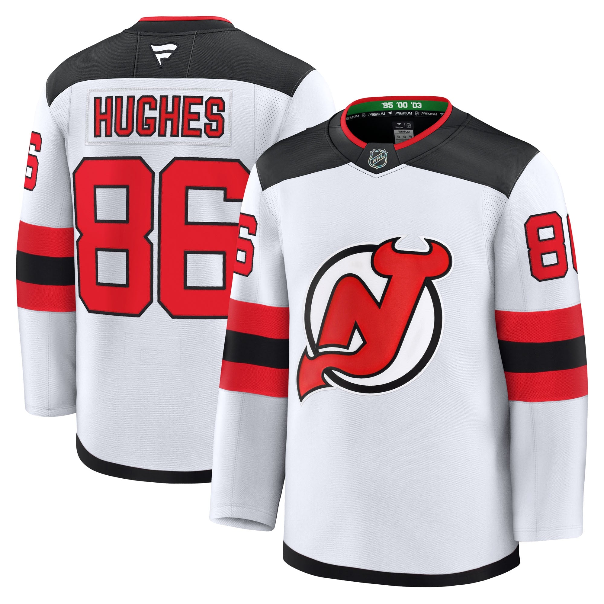Jack Hughes New Jersey Devils  Alternate Premium Jersey - Black/White/Red