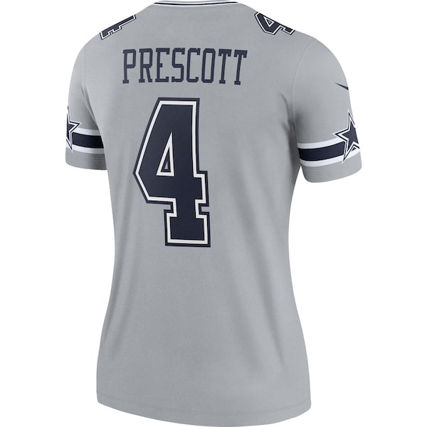 Dak Prescott Dallas Cowboys Nike Women's Inverted Legend Jersey - Gray