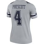 Dak Prescott Dallas Cowboys Nike Women's Inverted Legend Jersey - Gray