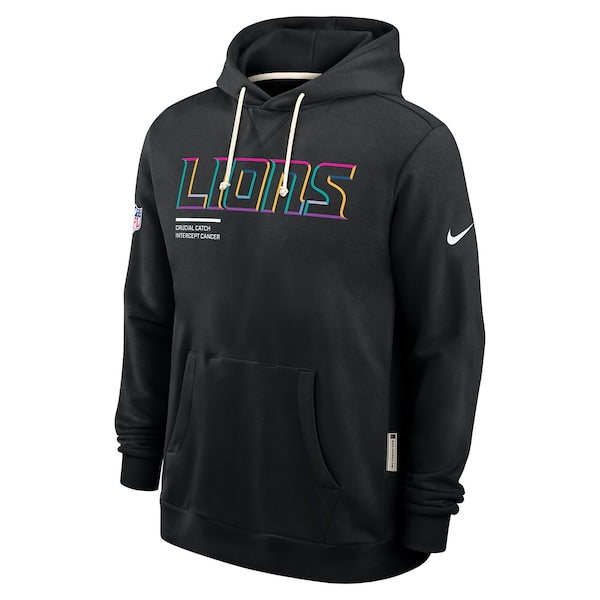 Detroit Lions Nike Tall 2025 NFL Crucial Catch Sideline Standard Issue Dri-FIT Hoodie - Black