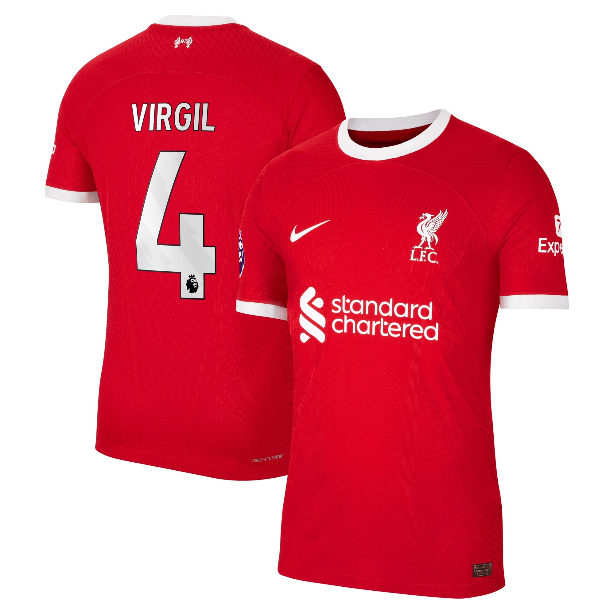 Virgil van Dijk Liverpool Nike 2023/24 Away Authentic Player Jersey - White/Red