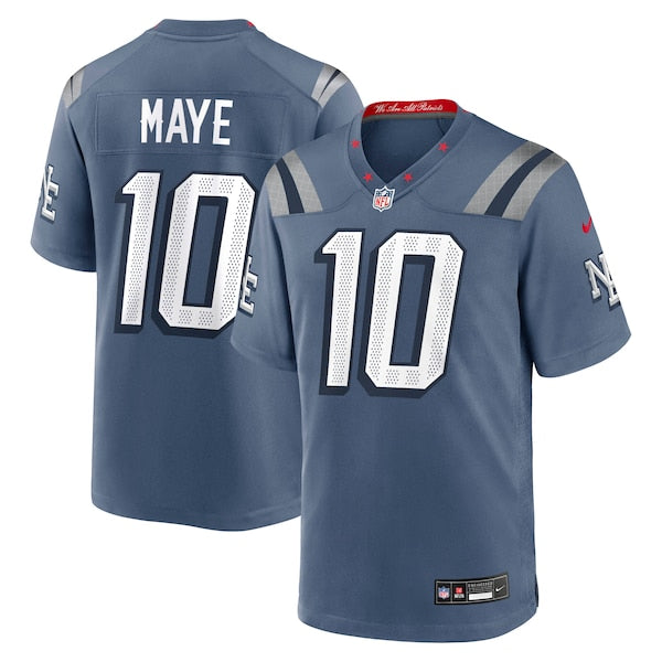 Drake Maye New England Patriots Nike 2025 Rivalries Collection Game Jersey - Storm Blue
