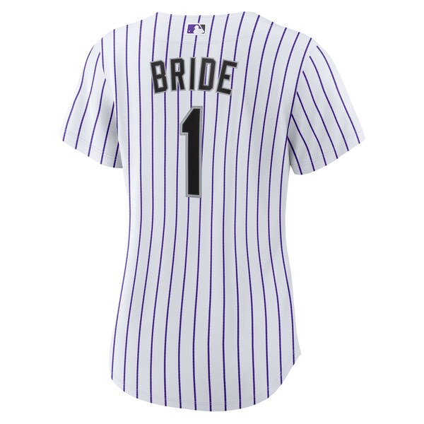 Colorado Rockies Nike Women's #1 Bride Home Replica Jersey - White