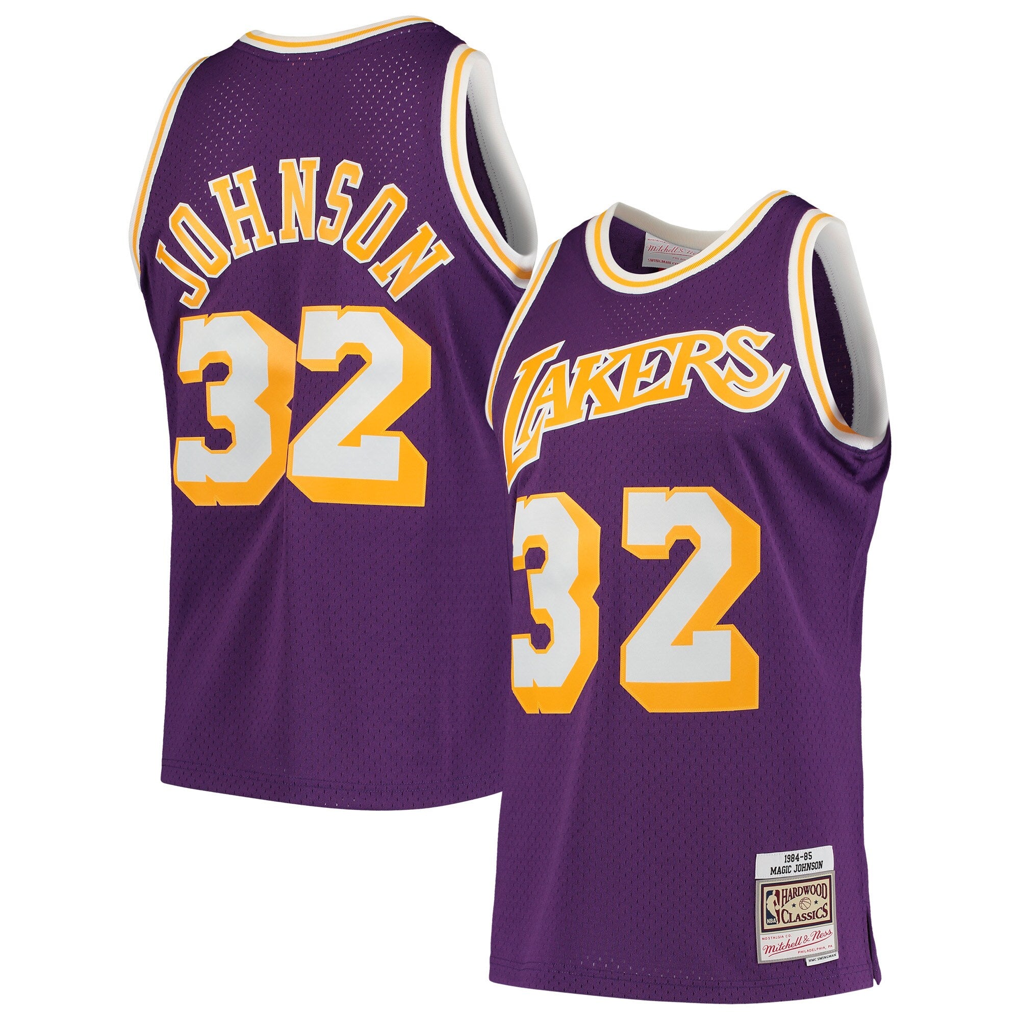 Magic Johnson Los Angeles Lakers 1984/85 Hardwood Classics Swingman Jersey - Gold/Purple