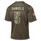 Jayden Daniels Washington Commanders Nike Youth 2025 Salute to Service Game Jersey - Olive