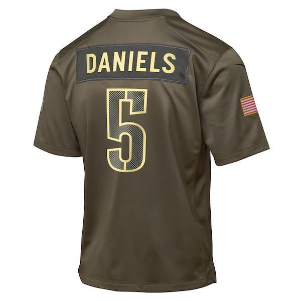 Jayden Daniels Washington Commanders Nike Youth 2025 Salute to Service Game Jersey - Olive