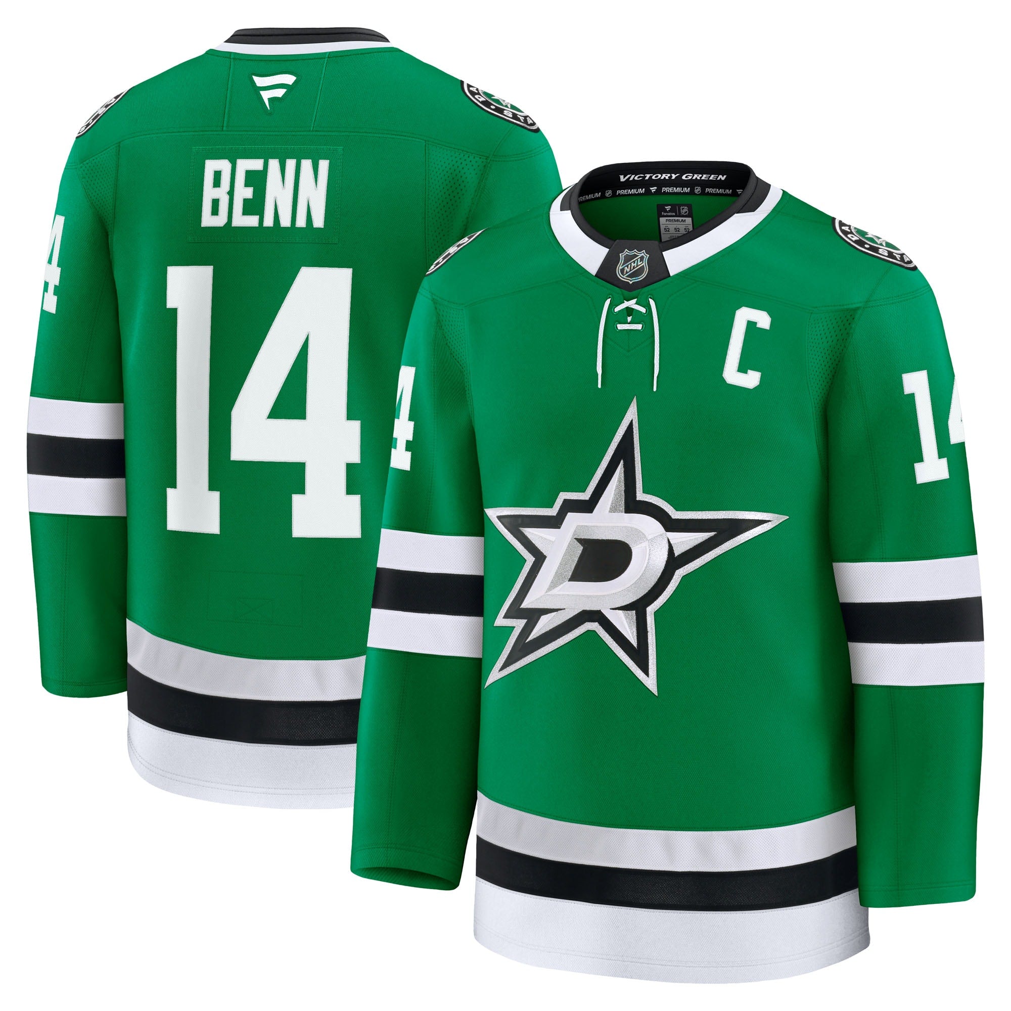 Jamie Benn Dallas Stars  Alternate Premium Jersey - Black/Kelly Green
