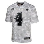Dak Prescott Dallas Cowboys Nike Youth 2024 Salute to Service Game Jersey - Arctic Camo