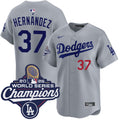 Teoscar Hernández Los Angeles Dodgers Nike 2025 World Series Champions Home Replica Jersey - Grey