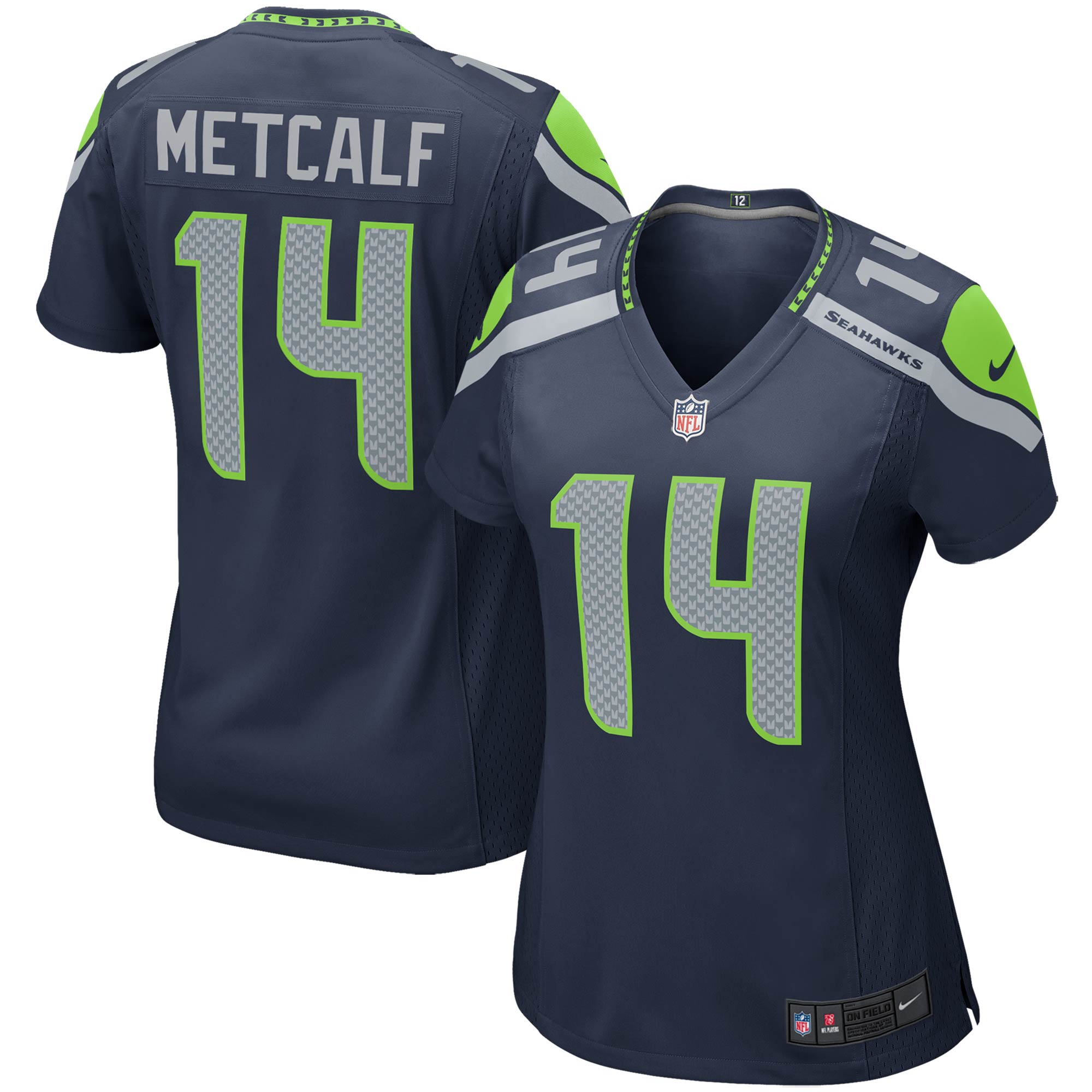 DK Metcalf Seattle Seahawks Nike Women's Game Jersey - Neon Green/Navy