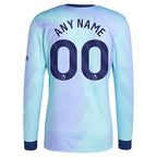 Arsenal adidas Originals 2024/25 Third Replica Long Sleeve Custom Jersey - Aqua
