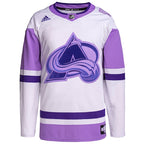 Colorado Avalanche adidas Hockey Fights Cancer Primegreen Authentic Custom Jersey - White/Purple