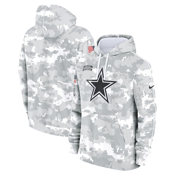 Dallas Cowboys Nike 2024 Salute to Service Club Fleece Pullover Hoodie - Arctic Camo