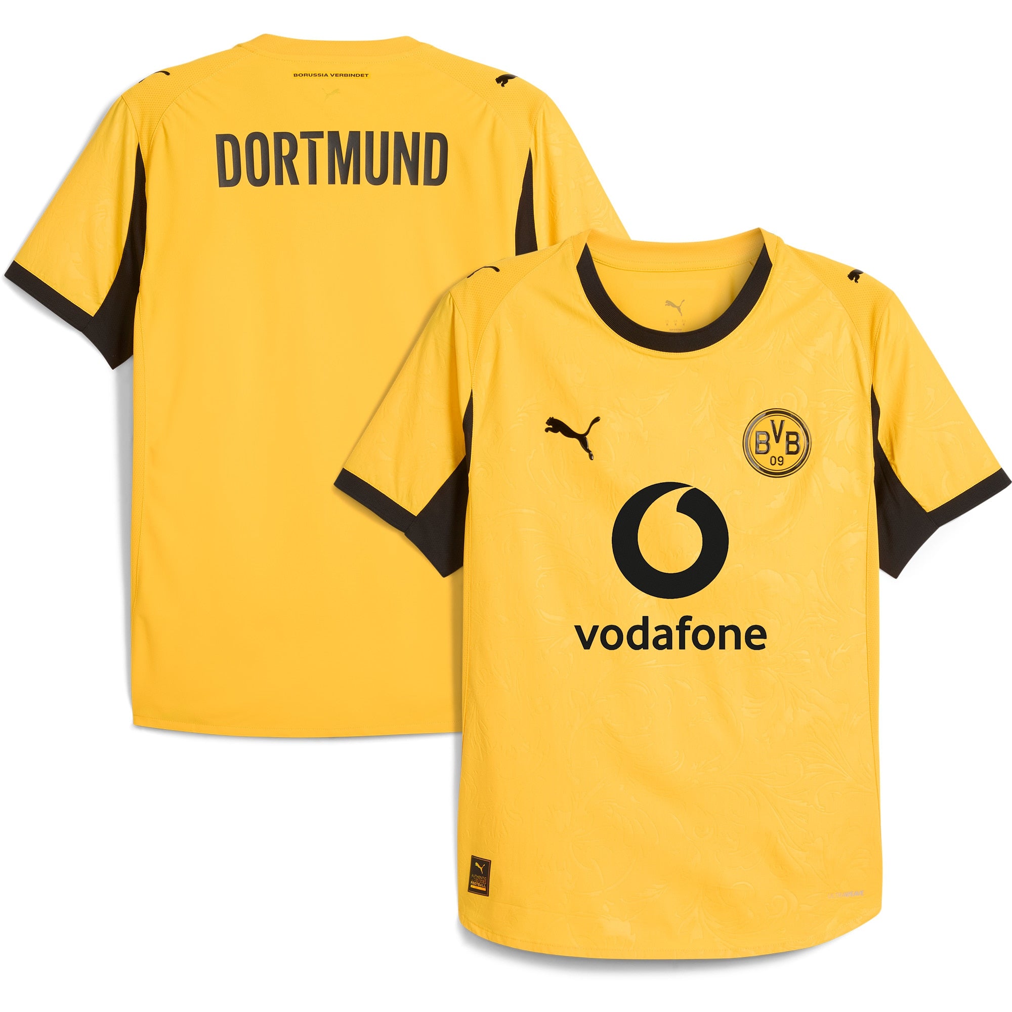 Borussia Dortmund Puma 2025/26 Away Authentic Jersey - Gray/Yellow