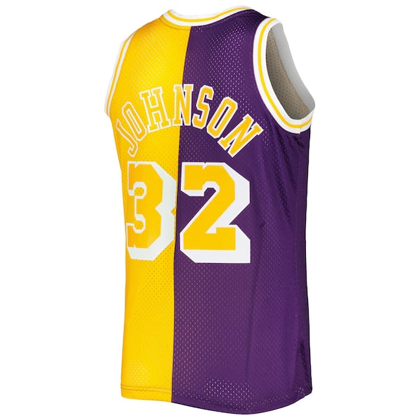 Magic Johnson Los Angeles Lakers Hardwood Classics 1984/85 Split Swingman Jersey - Purple/Gold