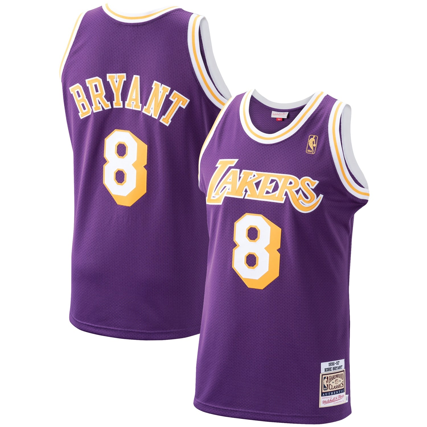 Men's Los Angeles Lakers Kobe Bryant Royal 1996-97 Hardwood Classics Authentic Player Jersey- Blue/Gold/Purple