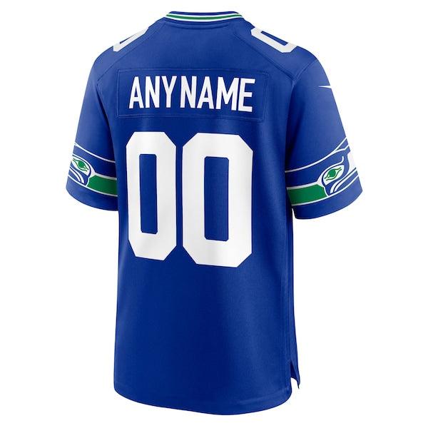 Seattle Seahawks Nike 50th Season Throwback Custom Game Jersey - Royal/College Navy