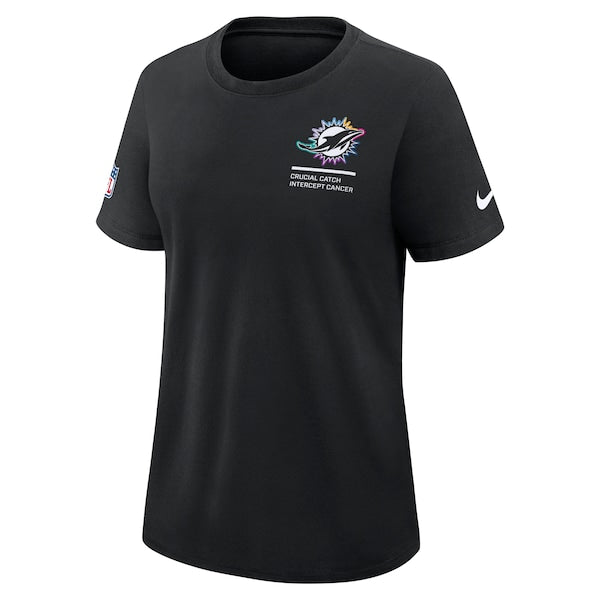 Miami Dolphins Nike Women's 2025 NFL Crucial Catch Tri-Blend Dri-FIT T-Shirt - Black