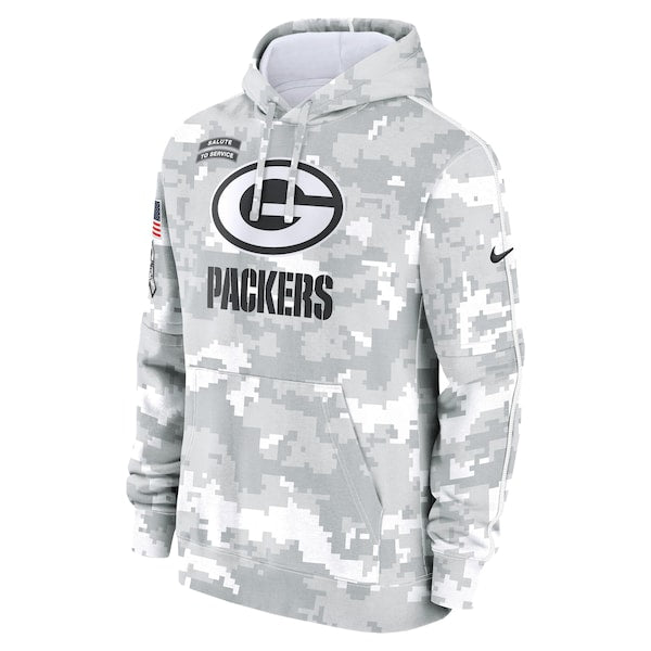 Green Bay Packers Nike 2024 Salute to Service Club Fleece Pullover Hoodie - Arctic Camo