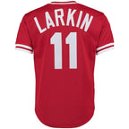 Barry Larkin Cincinnati Reds Cooperstown Collection Mesh Batting Practice Button-Up Jersey - Red