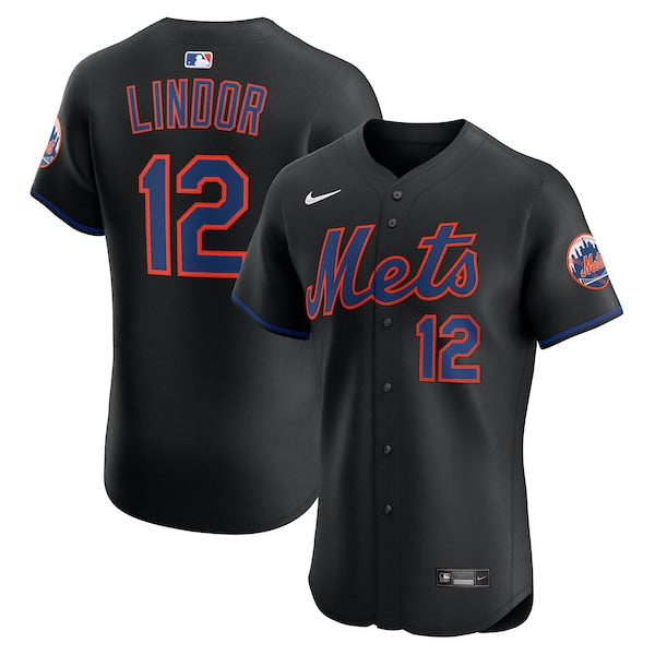 Francisco Lindor New York Mets Nike Alternate Elite Jersey - Black
