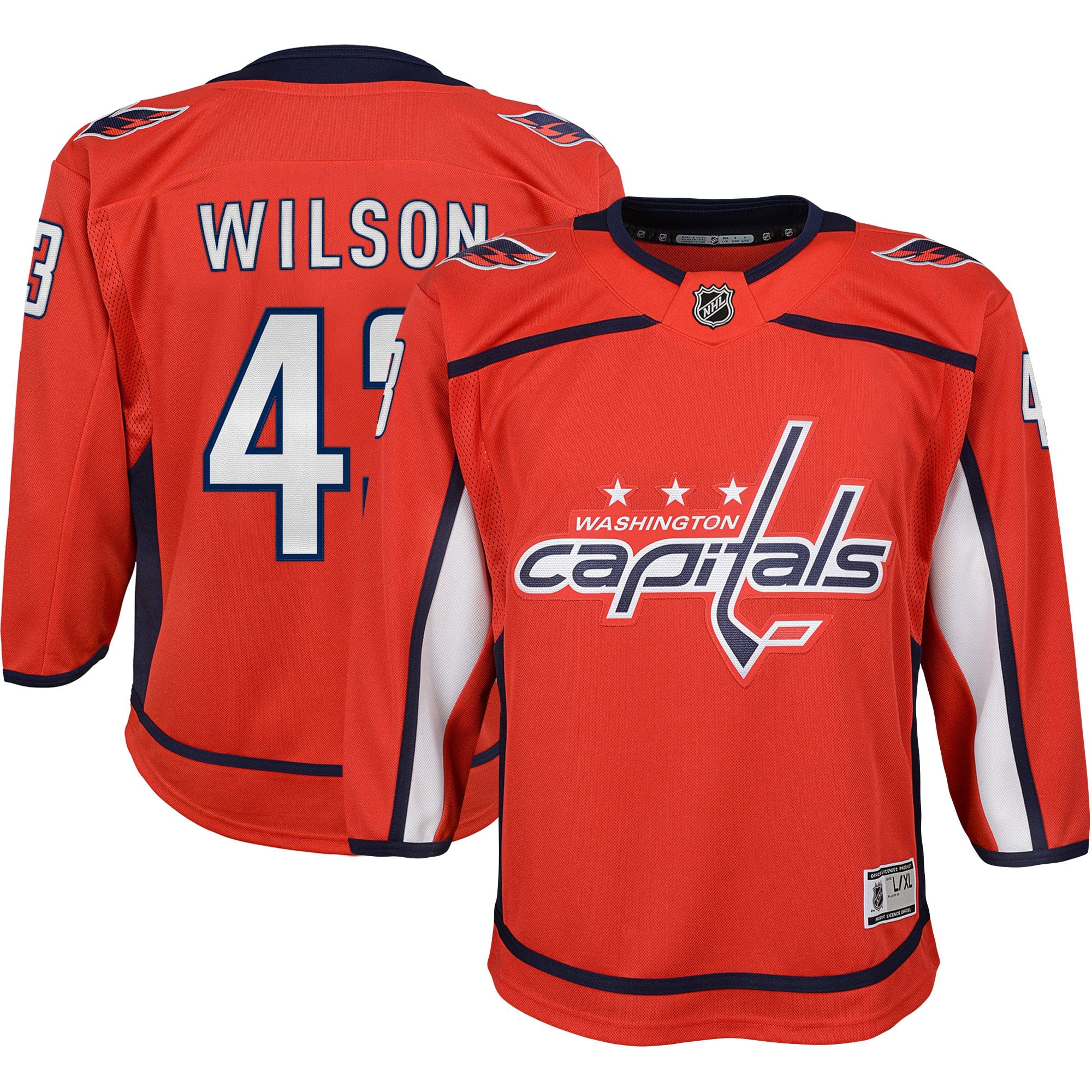 Tom Wilson Washington Capitals Youth Alternate 50th Anniversary Premier Player Jersey - Black/Red/Navy