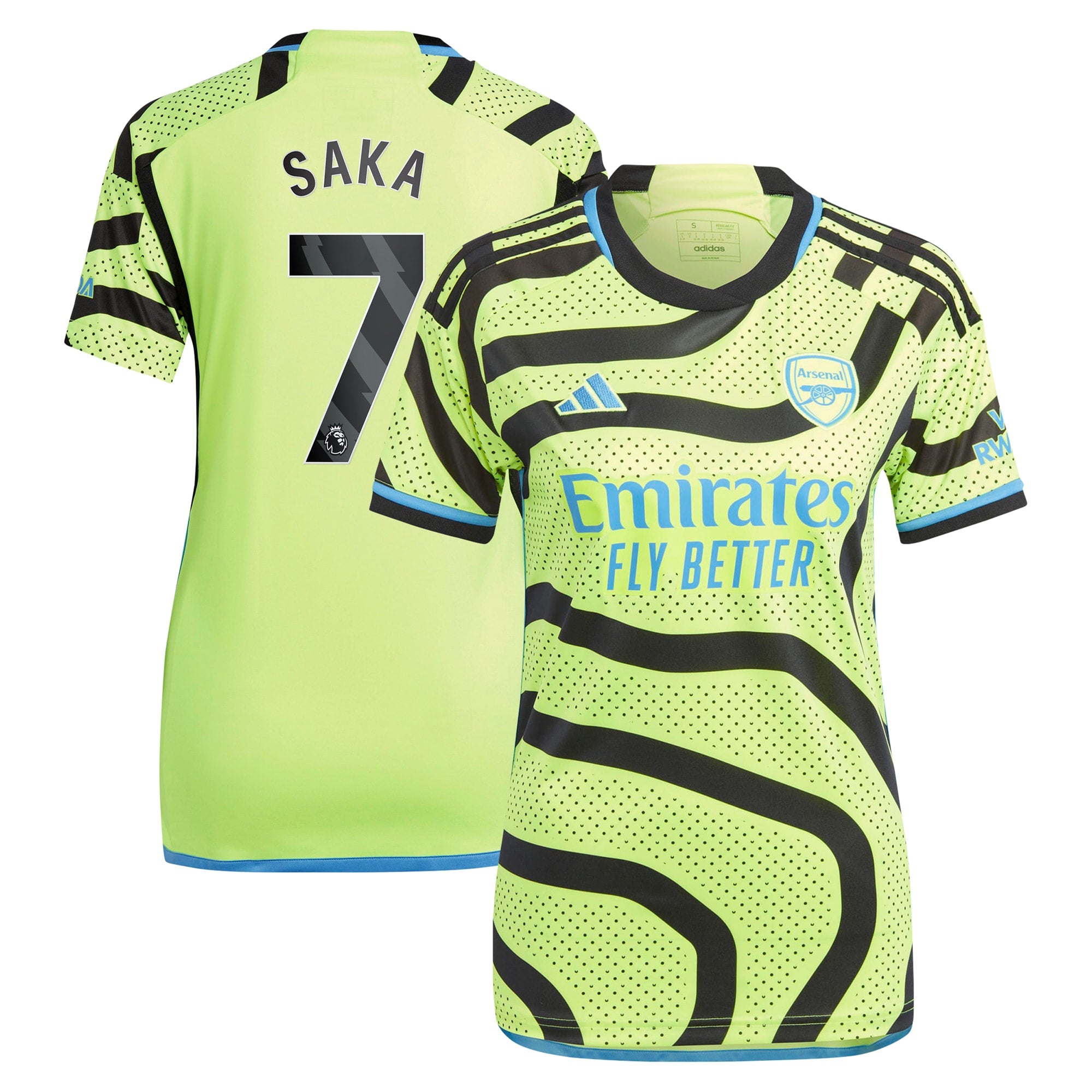 Bukayo Saka Arsenal adidas Women's 2023/24 Home Replica Player Jersey - Red/Green/Yellow