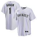 Colorado Rockies Nike #1 Groom Home Replica Jersey - White