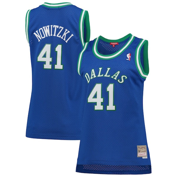 Dirk Nowitzki Dallas Mavericks Women's  Hardwood Classics Swingman Jersey - Blue