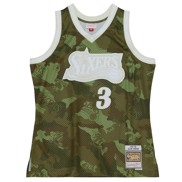 Allen Iverson Philadelphia 76ers Hardwood Classics 1997/98 Ghost Green Swingman Jersey - Camo