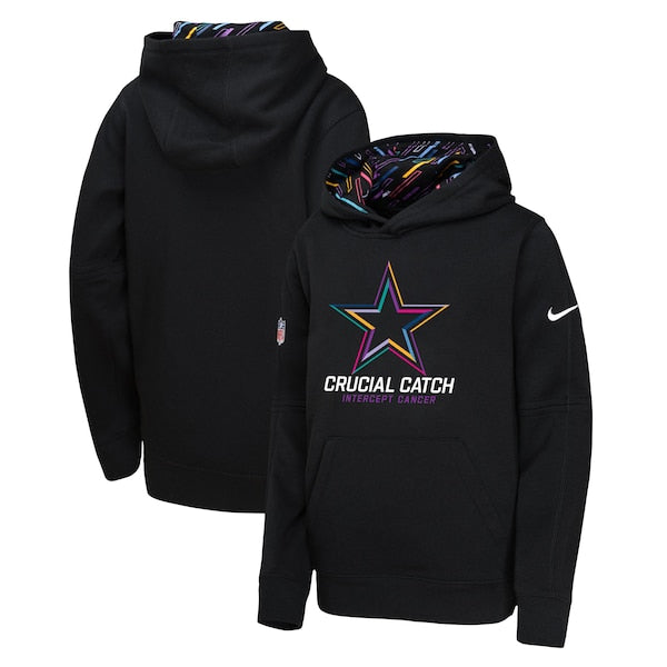 Dallas Cowboys Nike Youth 2024 NFL Crucial Catch Pullover Hoodie - Black