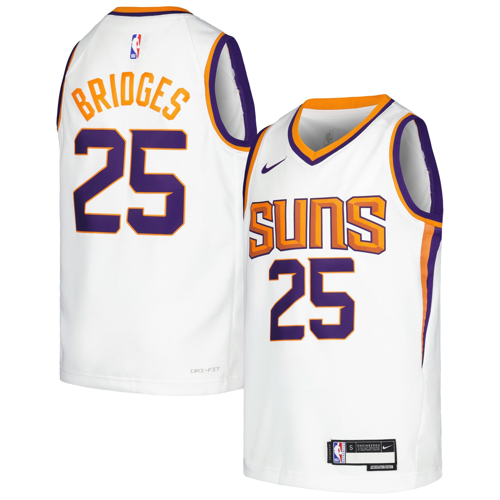 Mikal Bridges Phoenix Suns Nike Youth Swingman Jersey - Icon Edition - Purple/White