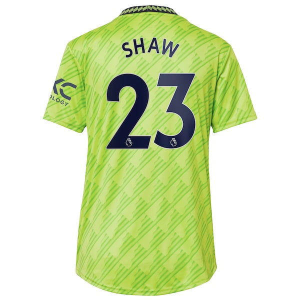 Luke Shaw Manchester United adidas Women's 2022/23 Third Replica Player Jersey - Neon Green