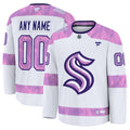 Seattle Kraken  2024 Hockey Fights Cancer Custom Practice Jersey - White